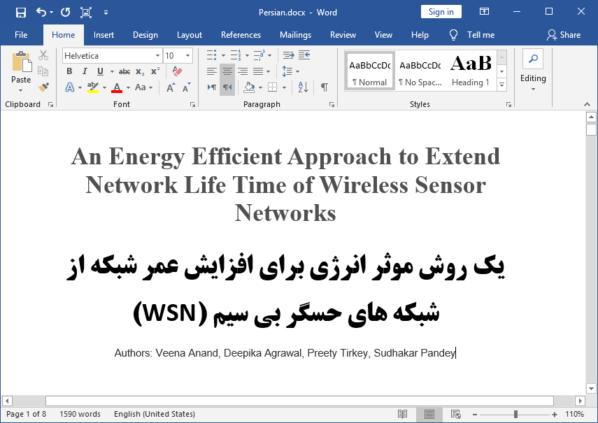 یک روش موثر برای افزایش عمر شبکه از شبکه های حسگر بی سیم (WSN)